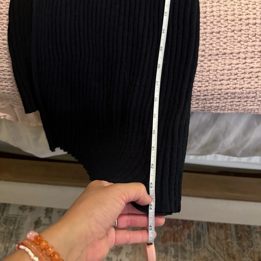 COS Black Ribbed Knit Midi Dress Long Sleeve Asymmetrical Hem Minimalist Size S - Picture 14 of 16